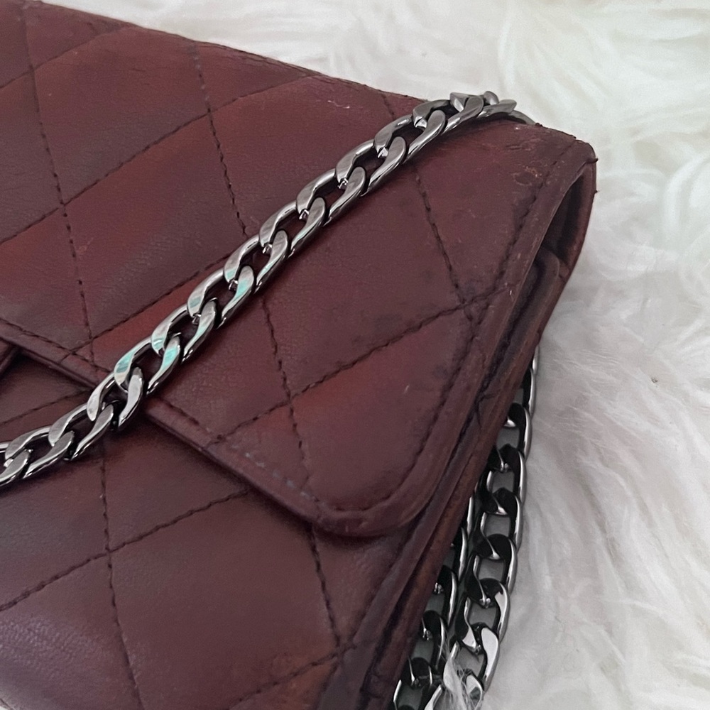 Authentic Chanel Brown Classic Flap Wallet With Chain - Picture 4 of 12